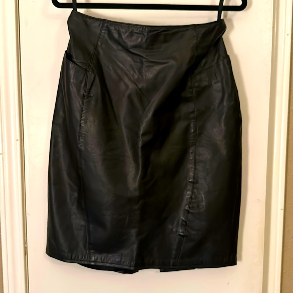 Vintage 100% leather midi skirt